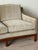 Wood Mid-Century Curved Sofa in Sage Green Graphic Cut Mohair For Sale - Image 7 of 12