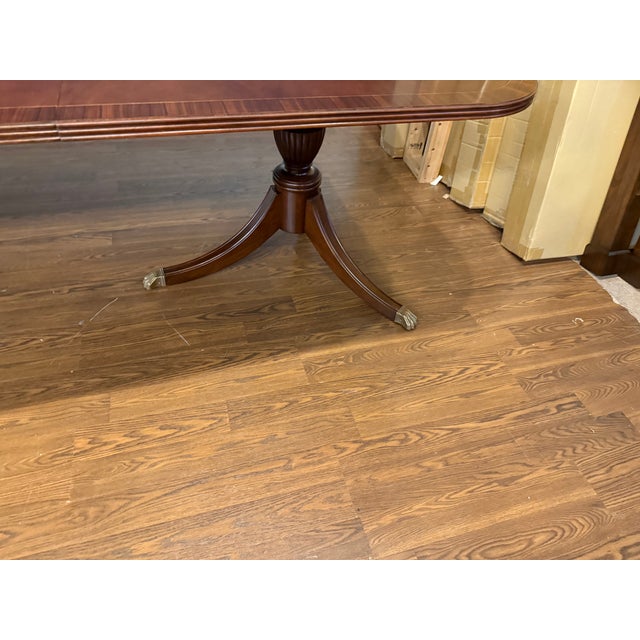 Traditional Banded Georgian Style Mahogany Dining Table by Leighton Hall - Showroom Sample For Sale - Image 14 of 14