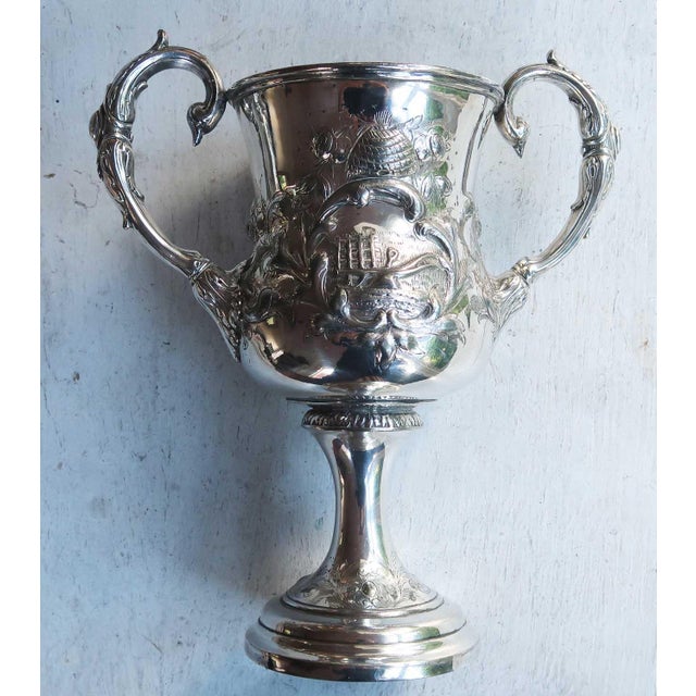 Antique English Two Handled Silver Plated Trophy. 1864 For Sale - Image 3 of 6