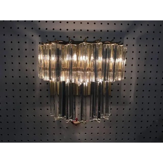 Metal Italian Mid-Century Two-Tier Venini Murano Glass Sconces - a Pair For Sale - Image 7 of 7