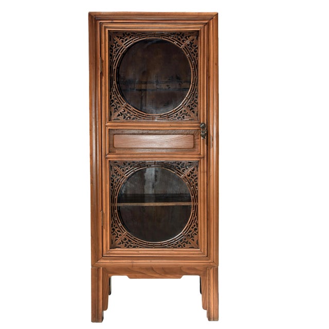 Vintage Chinese Linen Press Cabinet With Glass Door For Sale - Image 13 of 13