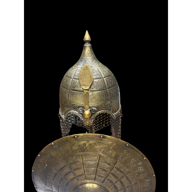 Handmade Brass Asma Al-Husna Helmet Shield Set For Sale - Image 13 of 14