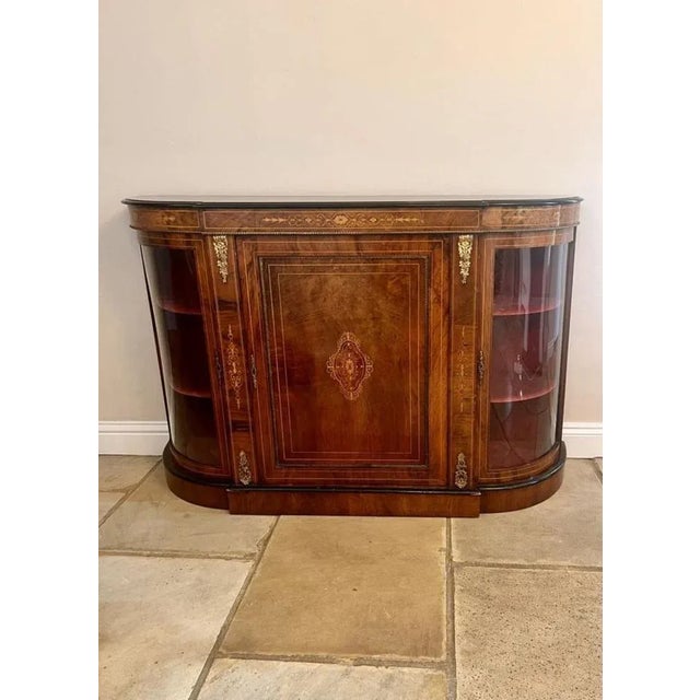 Wood Victorian Burr Walnut Inlaid Credenza, 1860s For Sale - Image 7 of 8