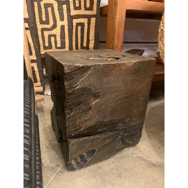 Blackened Burnt Teak Stump Side Table For Sale - Image 10 of 10
