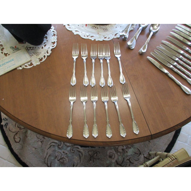 Silver 1971 Vintage Noritake Flatware Table Service New in Box Serenade With Hostess Set 12 Place Settings - 76pcs For Sale - Image 8 of 12