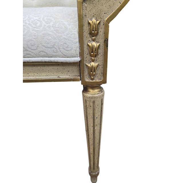 Mid 20th Century Hollywood Regency Neoclassical Curved Back Upholstered Bench For Sale - Image 12 of 12