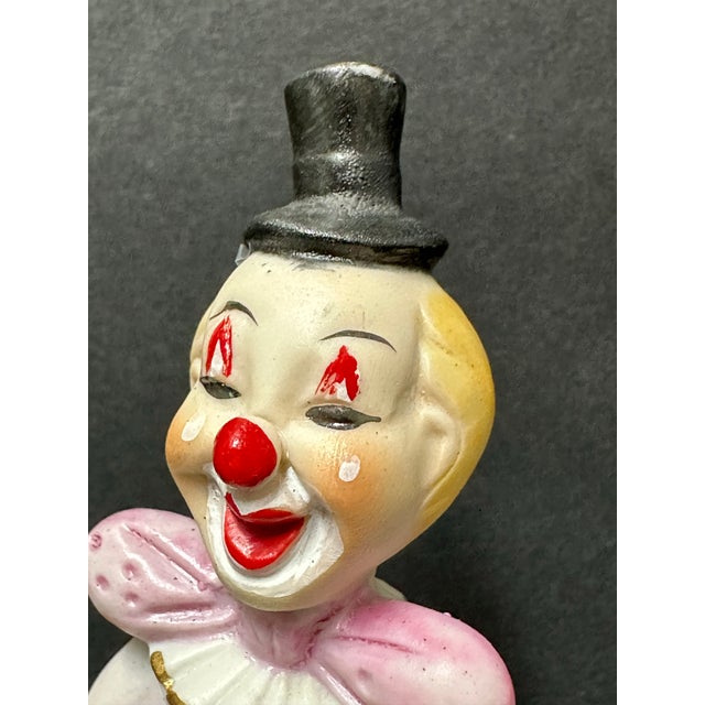 Vintage Late 20th Century Pink With Red Polka Dots Porcelain Clown Bell For Sale - Image 11 of 11