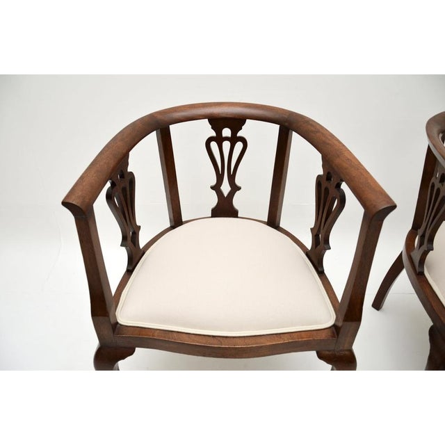 Wood Antique Edwardian Tub Chairs, 1900s, Set of 2 For Sale - Image 7 of 10