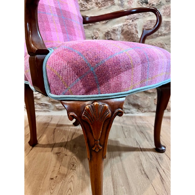 Southwood & Co. 1980s Pair of Rococo Style Upholstered Dining Chairs in Harris Tweed For Sale - Image 4 of 12