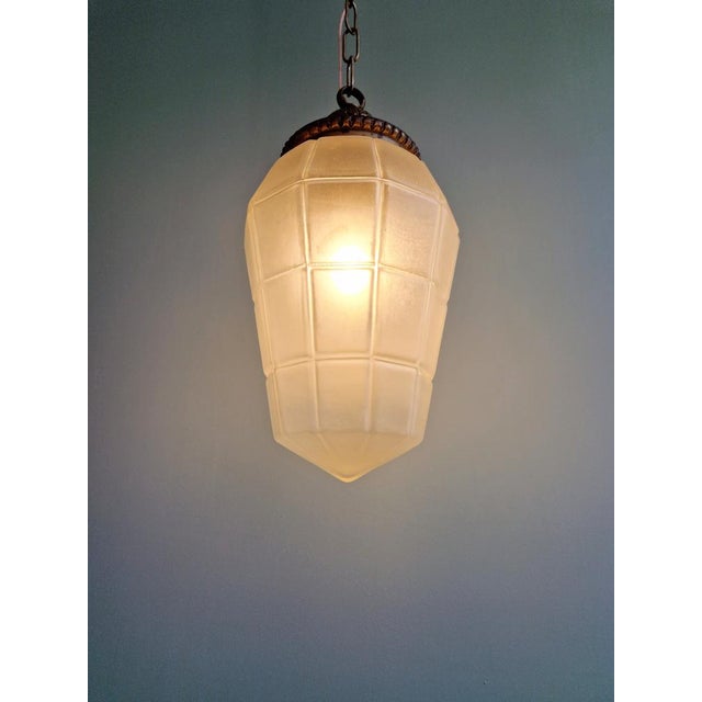 Art Deco Pendant Light in Faceted Transparent Satin Glass, 1920s For Sale - Image 13 of 14