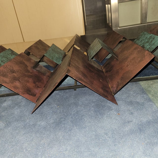 Mid-Century Modern Vintage Mid Century Modern Signed C Jere Pleated Iron Wall Decor Sculpture Art For Sale - Image 3 of 6