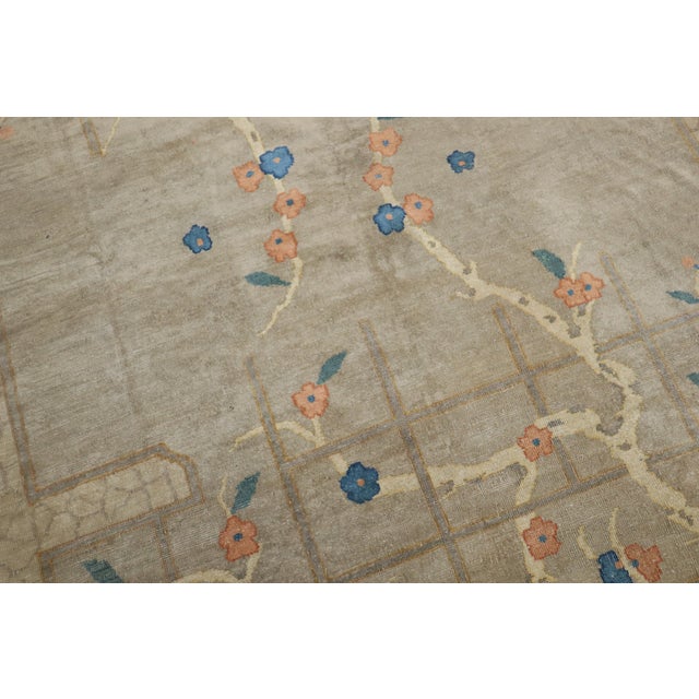 Early 20th Century Early 20th Century Zabihi Collection Tranquil Gray Chinese Floral Rug - 6'2" x 9'6" For Sale - Image 5 of 11