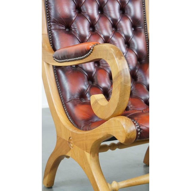 English Chesterfield Armchair in Cowhide Leather For Sale - Image 9 of 11