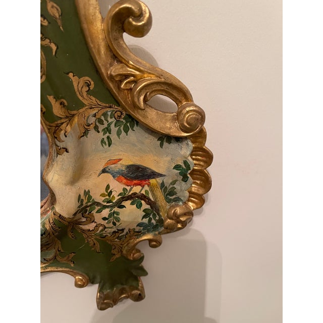 Vintage Hand Painted Italian Venetian Mirror With Elaborate Gold Decoration For Sale - Image 9 of 11