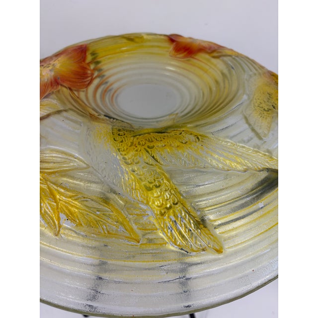 Metal Glass Hummingbird Birdbath With Metal Stand For Sale - Image 7 of 12