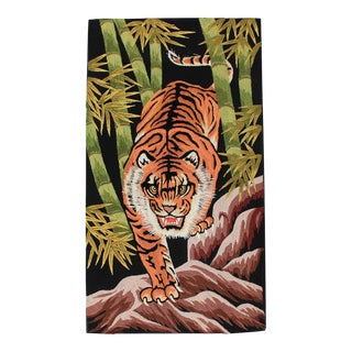 Vintage Japanese Bunka Embroidery Tiger For Sale