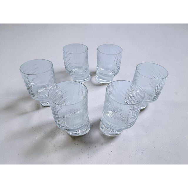 1970s-style glass set, 6 pieces, Azteca model, designed by Fabio Frontini for Arnolfo di Cambio. Double Old Fashioned...