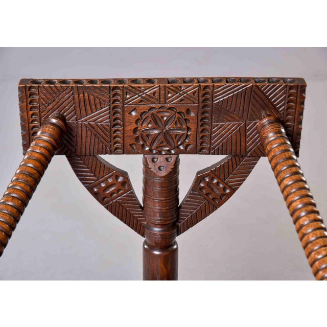 Late 19th Century 19th Century Welsh or English Folk Art Oak Corner Armchair For Sale - Image 5 of 11