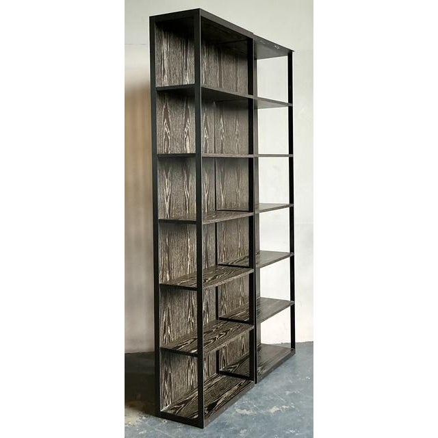 Coffee Vintage Boho Christiane Liagre for Holly Hunt Cereused Etagere - A Pair For Sale - Image 8 of 11