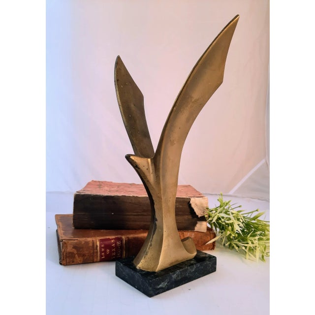 Vintage Brass Brutalist Abstract Mid Century Bird Sculpture For Sale In Fayetteville, AR - Image 6 of 11