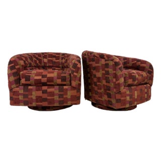 Mid-Century Mod. Newly Upholstered Swivel Club Chairs After Milo Baughman For Sale