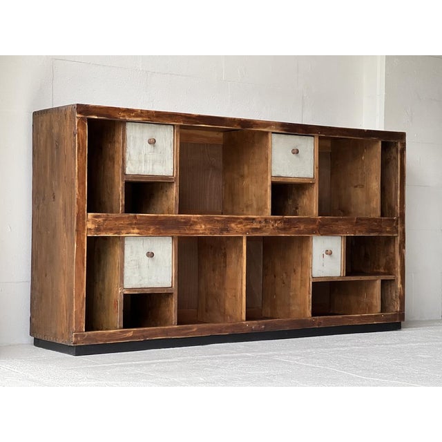 Wood Industrial Cabinet with Drawers and Shelves For Sale - Image 7 of 18