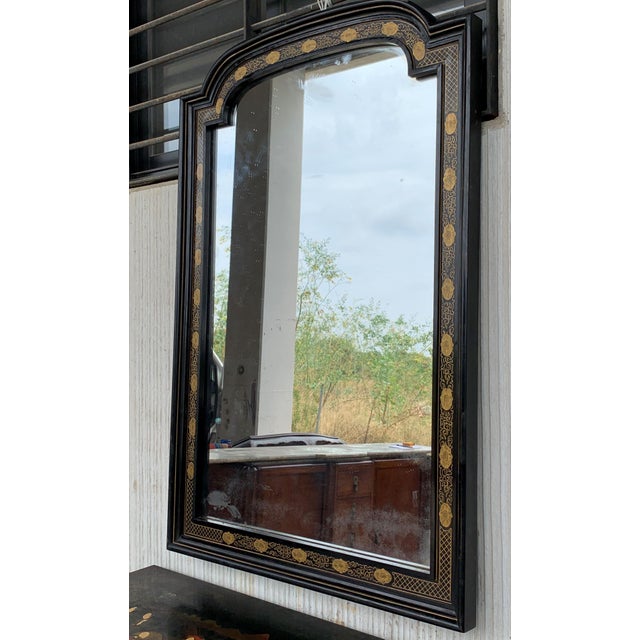 Early 20th Century Black Lacquer & Hand Painted Open Altar Table or Sideboard with Mirror For Sale - Image 18 of 18