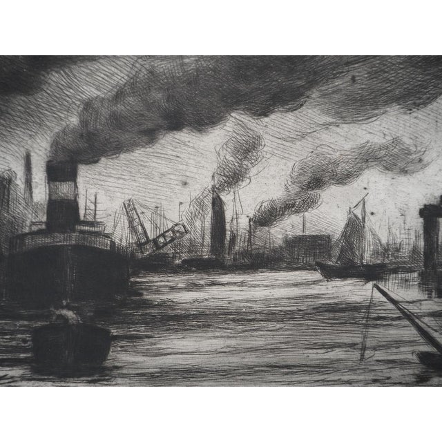 Maximilien Luce, View of the Port of Rotterdam, 1890-1895, Original Etching For Sale - Image 6 of 8