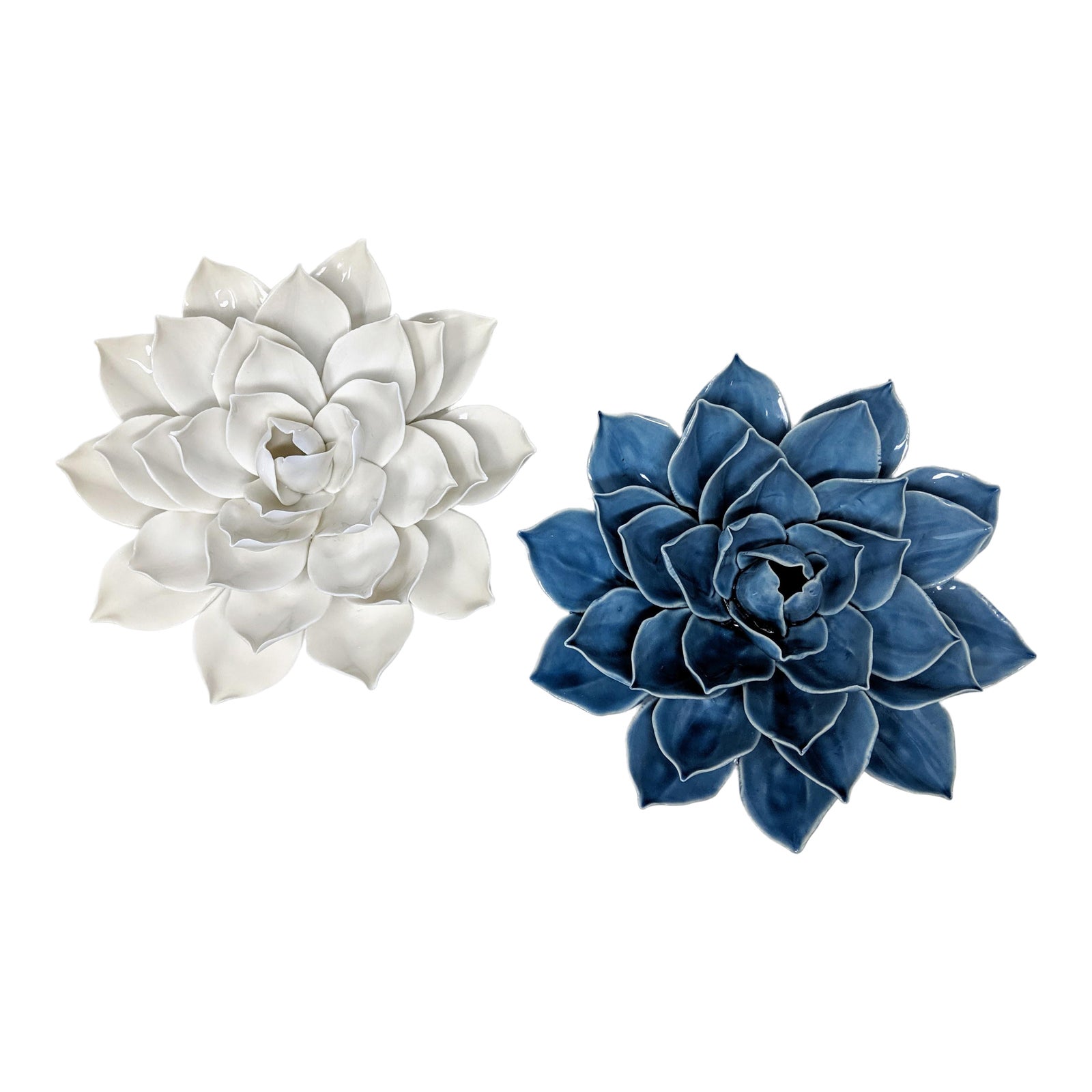 Handmade Ceramic Lotus Flower Wall or Table Art Set of 2 Chairish