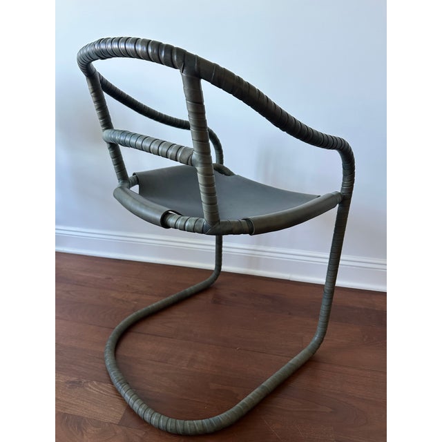 Attributed Ochre Caribou Leather Chairs Set of 3 For Sale - Image 9 of 11