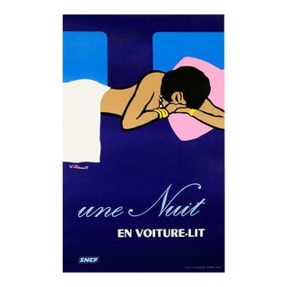 Une Nuit by Villemot Original Authentic 1st Printing French Railways Poster For Sale