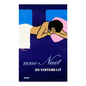 Une Nuit by Villemot Original Authentic 1st Printing French Railways Poster