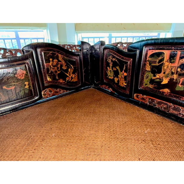 Antique Chinese Qing Dynasty Carved & Lacquered Louhan Daybed For Sale - Image 11 of 17