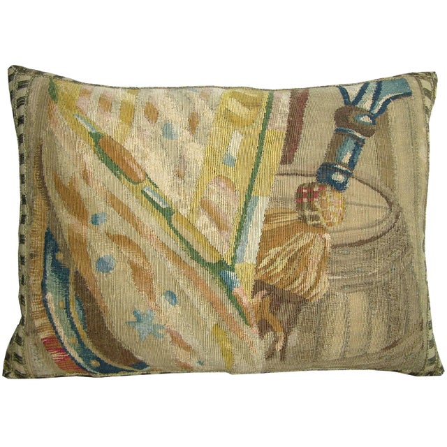 Ca.1700 Antique Brussels Tapestry Pillow 19'' X 14'' For Sale