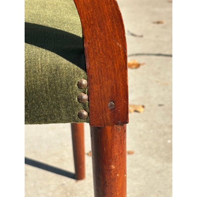 Petite Scale Mid-Century Italian Walnut Horseshoe Rail Back Armchairs - A Pair For Sale - Image 17 of 18