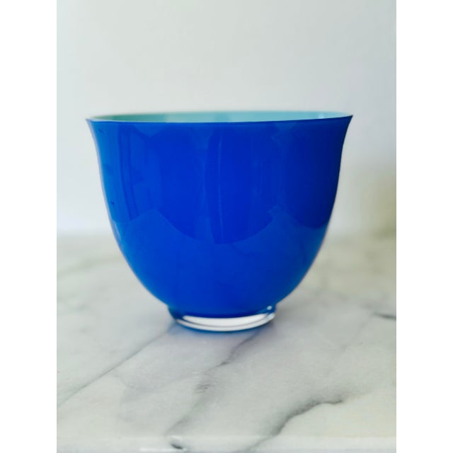 Contemporary Vintage Signed Czech Cased Glass Art Bowl For Sale - Image 3 of 7