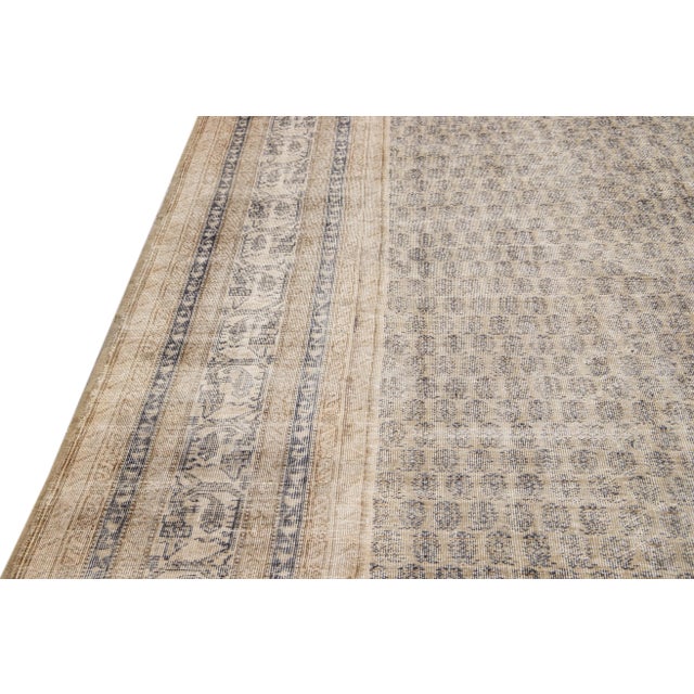 Textile Antique Sivas Handmade Allover Designed Beige Oversize Wool Rug For Sale - Image 7 of 9