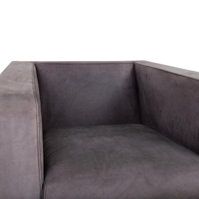 Modern Suitcase Lounge Chair in Grey Lilac Suede and Chrome from Minotti For Sale - Image 3 of 17