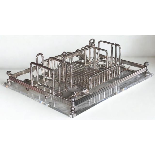 Traditional 1980's Towle Silver Plated Flatware Caddy on Acrylic Base For Sale - Image 3 of 15