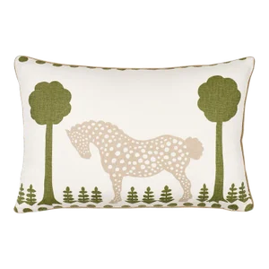 Schumacher Polka Dot Pony Pillow 18" x 12" in Olive