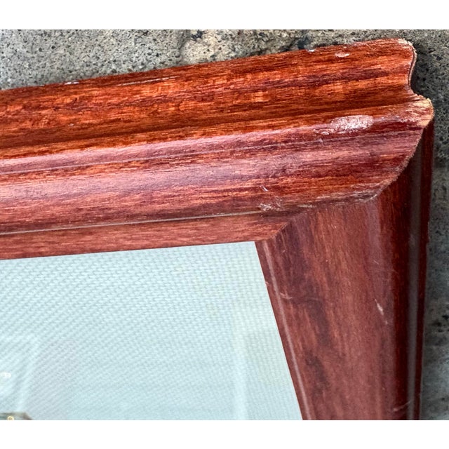 1990s Winter Landscape Barn Sunset Watercolor Painting By: Fambe? Framed, Linen Matting For Sale - Image 11 of 12