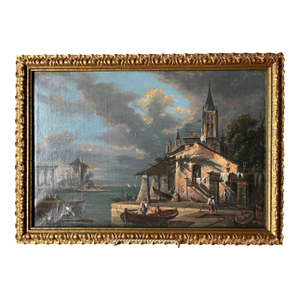 Venetian Canal Scene Oil on Canvas