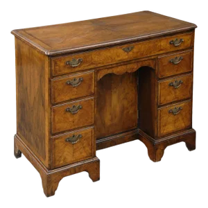 English Antique Walnut Ladies Kneehole Desk