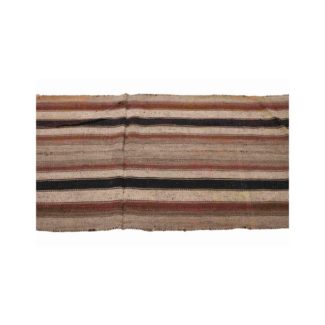 Brown Striped Vintage Kilim Rug - 2`10″ X 6`7″ Ft. For Sale - Image 4 of 6
