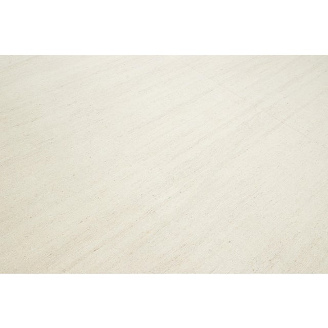 Modern Handmade Natural Beige Dhurrie Wool Rug For Sale - Image 10 of 10