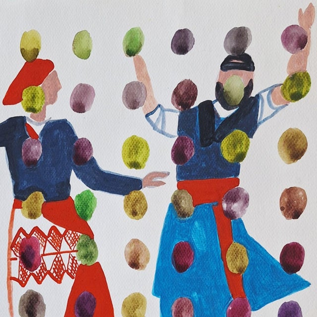 Agapi Wieruszewska, Crete: Dance- Motives from Greece, Watercolour on Paper, 2024 For Sale - Image 4 of 5