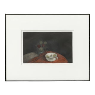 Mid-Century Modernist Mezzotint Still Life by Tomoe Yokoi For Sale