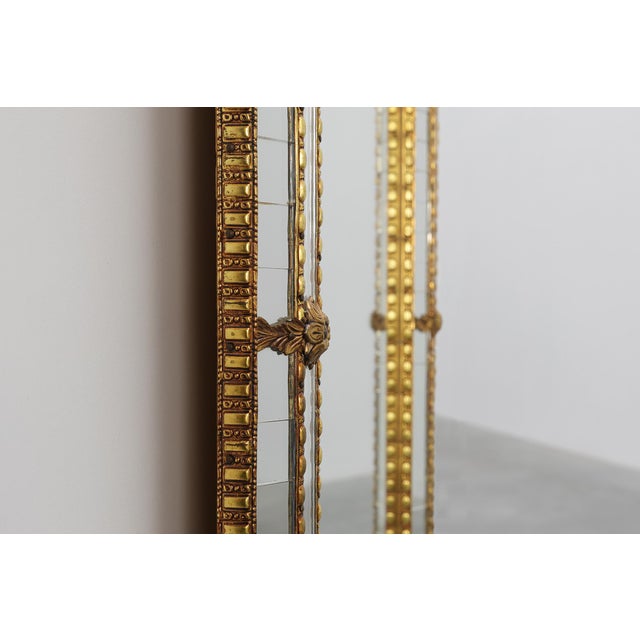 20th Century Venetian Arched Mirror with Gilt Beaded and Glass Frame, Italy, 1950s For Sale - Image 9 of 11