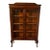 Antique Queen Anne English Oak Leaded-Glass Bookcase / Display Cabinet For Sale