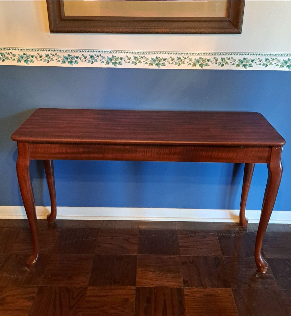 Vintage Queen Anne Cherry Veneer Console Table, 48